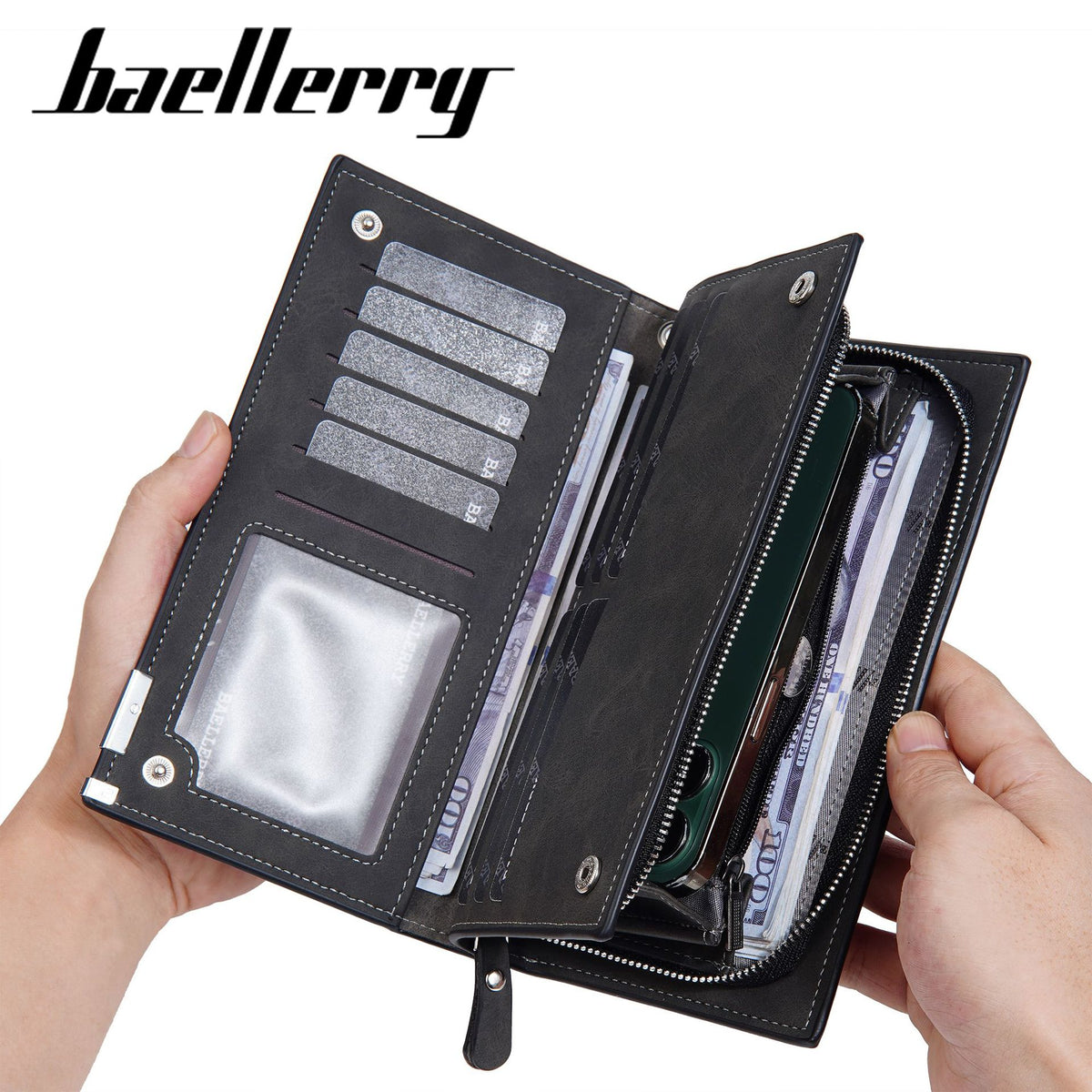 Men's Retro Long Integrated High-grade Leather Handbags