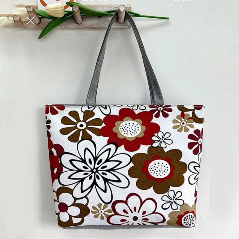 Women's Canvas Large Capacity Printed Korean Literary Women's Shoulder Bag