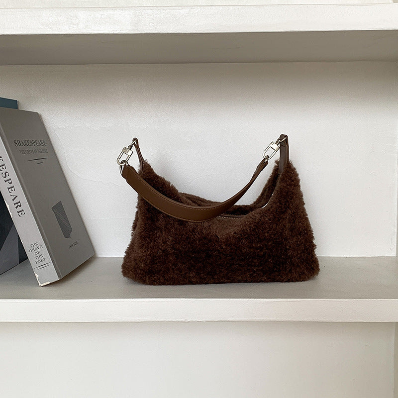 Women's Furry High Sense Underarm Fashion Plush Portable Shoulder Bags