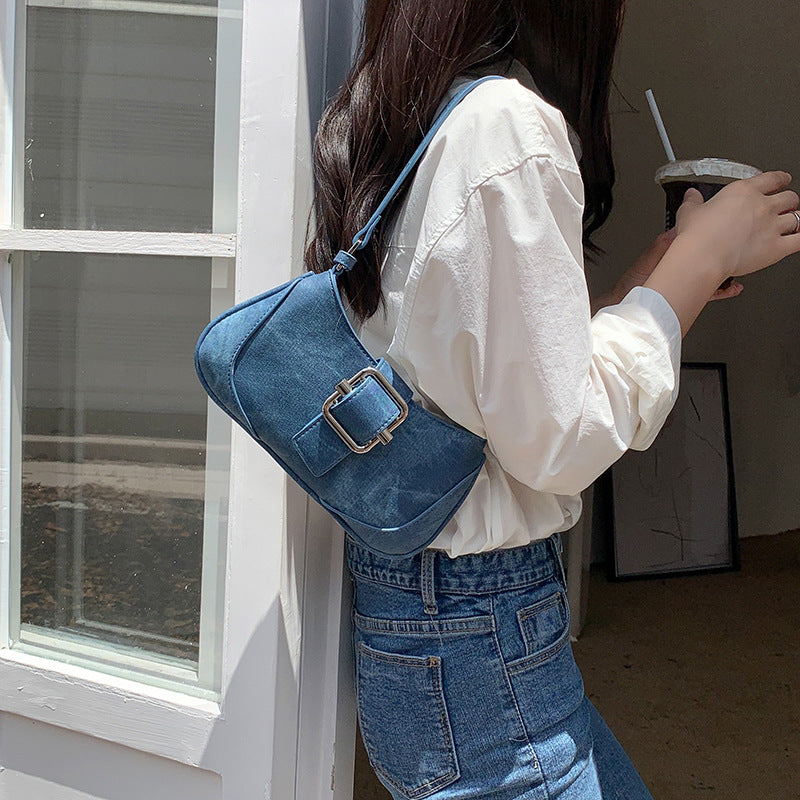 Retro High-grade Stitching Baguette Niche Summer Contrast Color Shoulder Bags