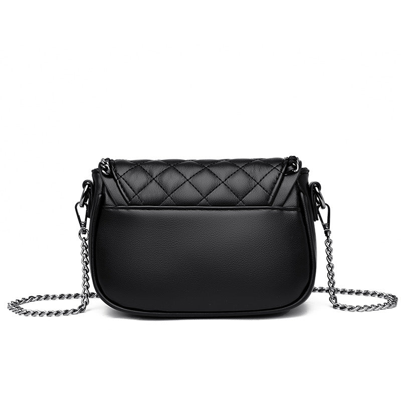 Spring Rhombus Embroidery Chain Soft Leather Shoulder Bags