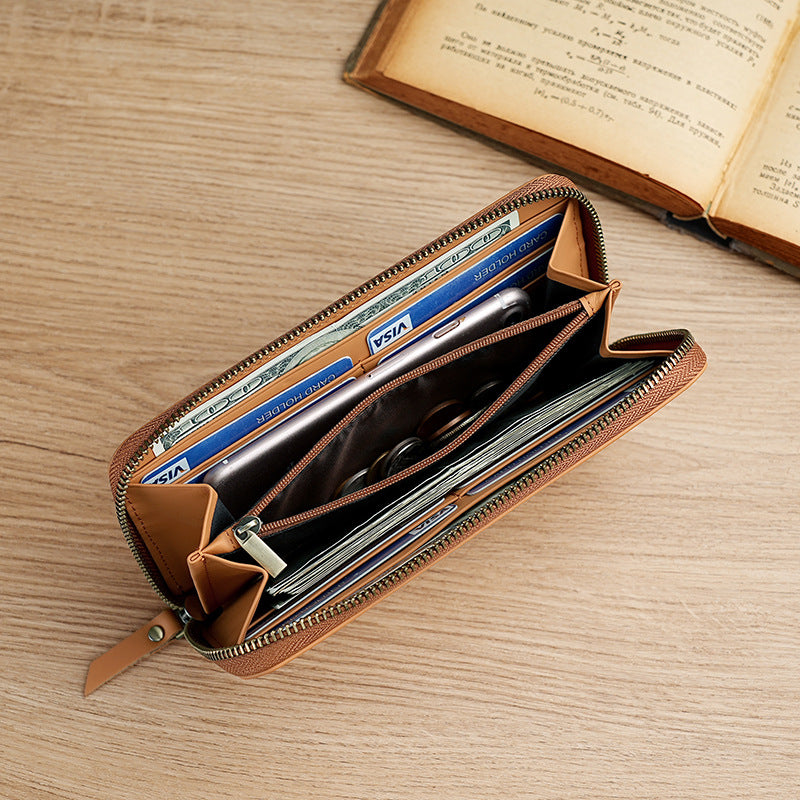 Women's Handmade Woven Leather Long Large Capacity Pocket Ladies Wallet