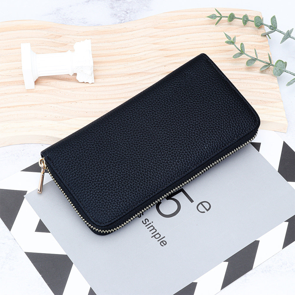 Women's & Men's & Pure Cowhide Long Clutch Large Ladies Wallets