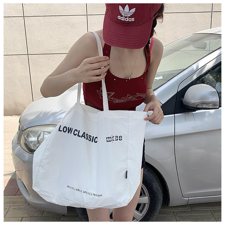 Live Streaming Large Capacity Canvas Korean Style Portable Commuter Shopping Women's Shoulder Bag