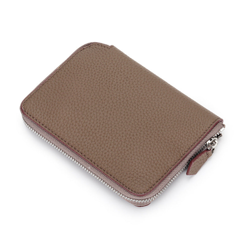 Women's Full Soft Leather Short Zipper License Ladies Wallets