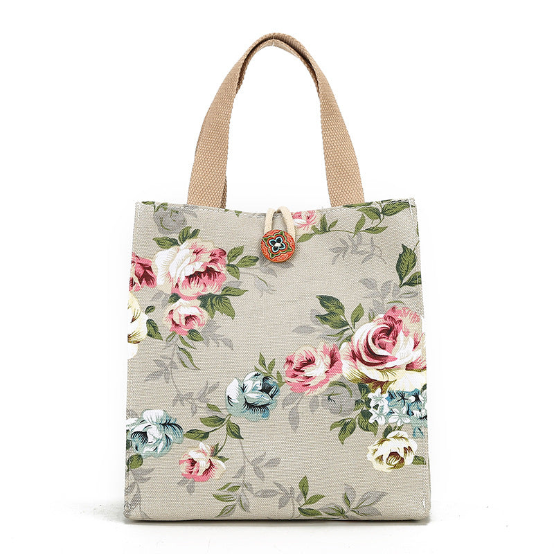 Women's Multifunctional Fashion Pouch Canvas Makeup Storage Lunch Box Portable Women's Handbag