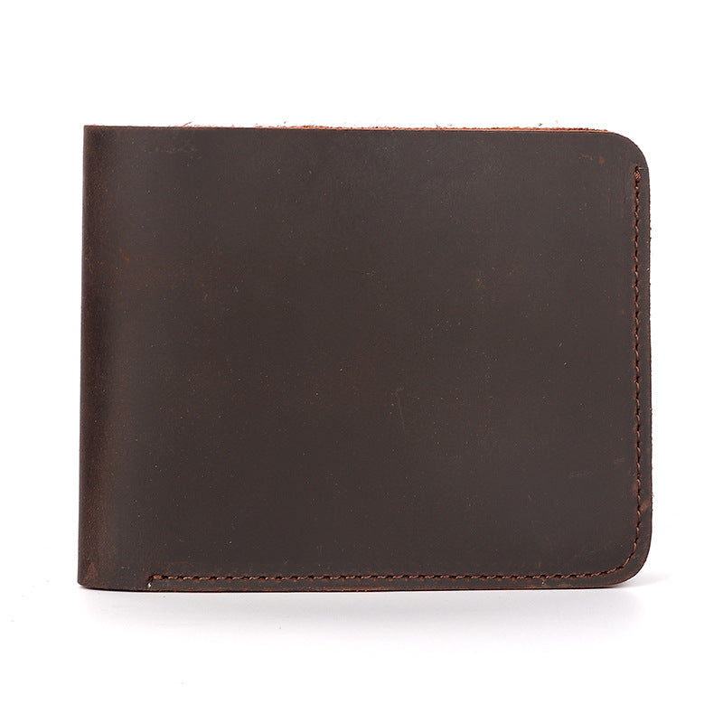 Men's Crazy Horse Leather Horizontal Genuine Simple Full Top Layer Purses