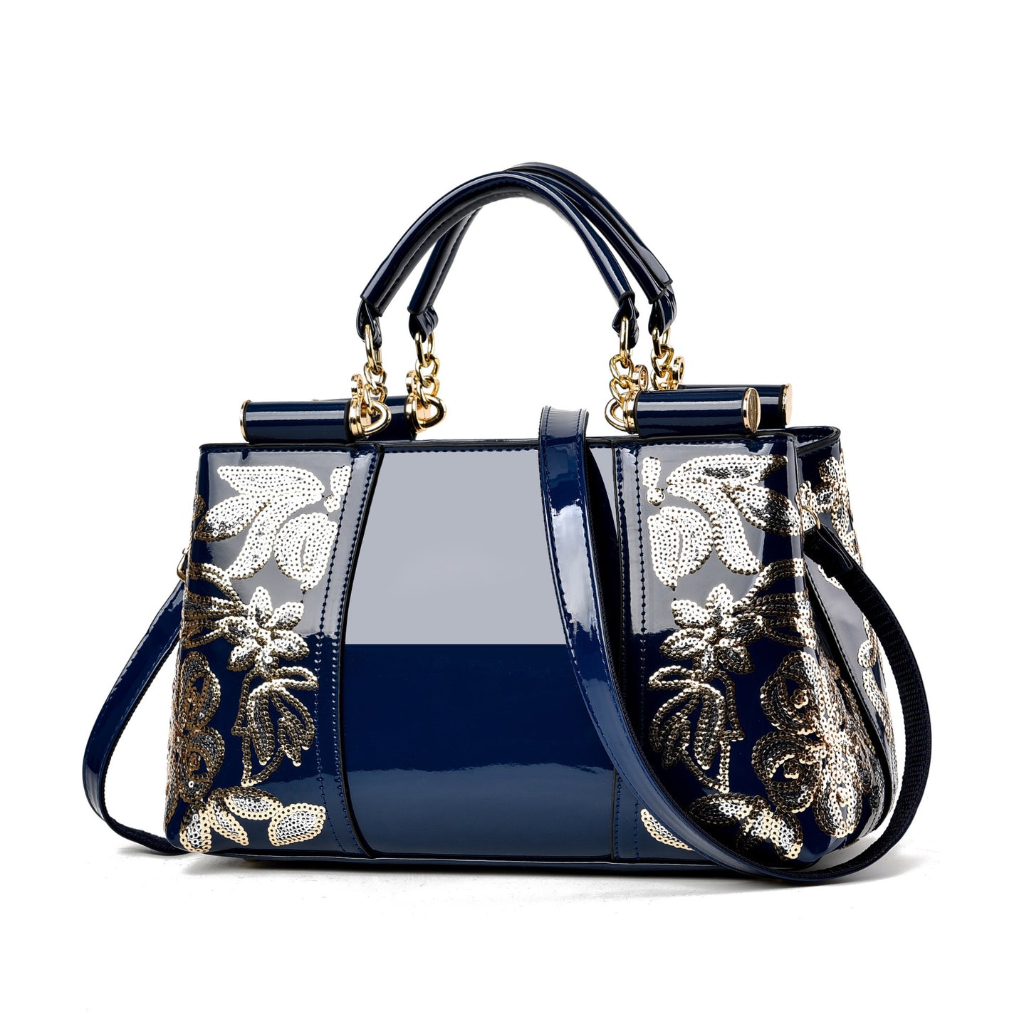 Women's Fashion Embroidery Large Capacity Bright Leather Shoulder Bags