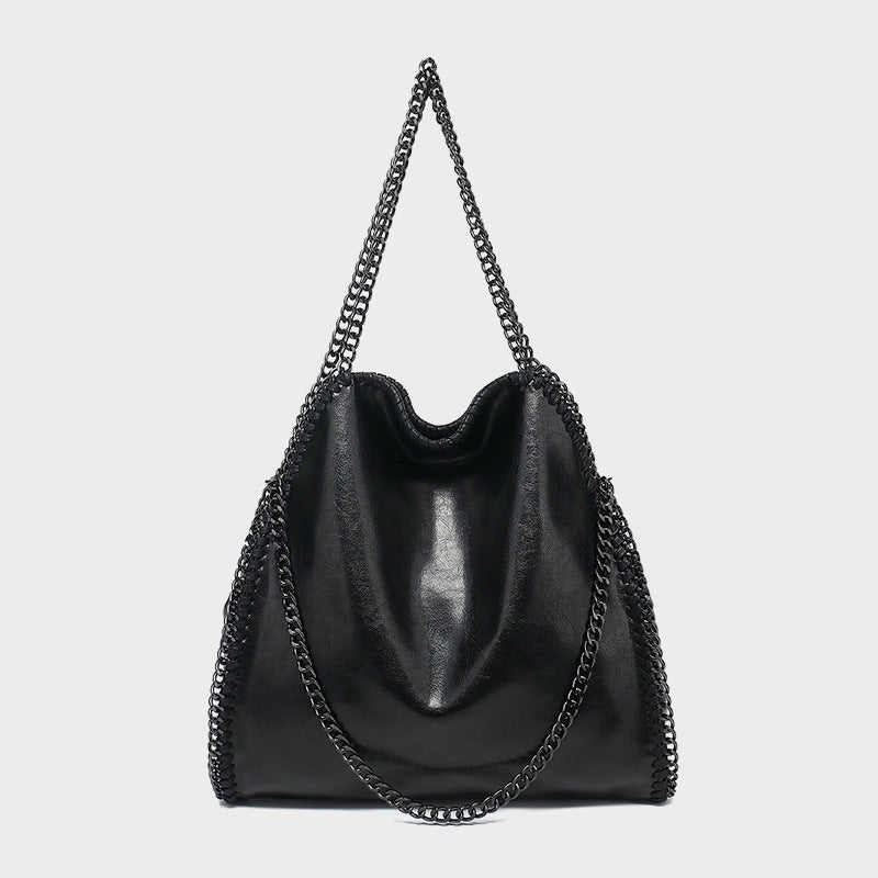 Women's Fashion Korean Simple Oily Leather Chain Bags