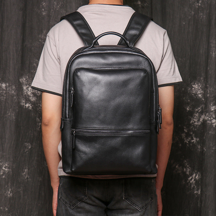 Men's Leather First Layer Cowhide Large Capacity Backpacks
