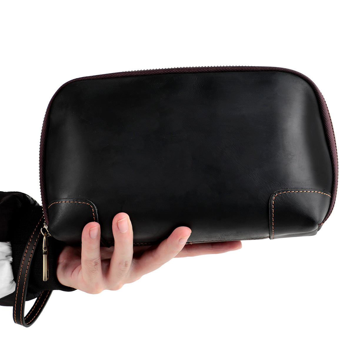 Men's Retro Crazy Horse Leather Clutch Headset Men's Handbags