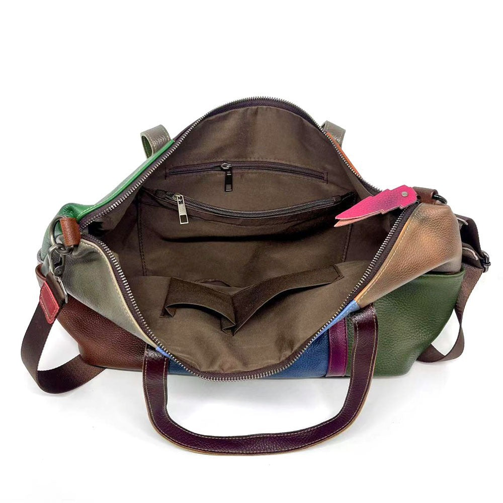 Women's Rub Colored Cowhide Large Capacity Leather Women's Messenger Bag