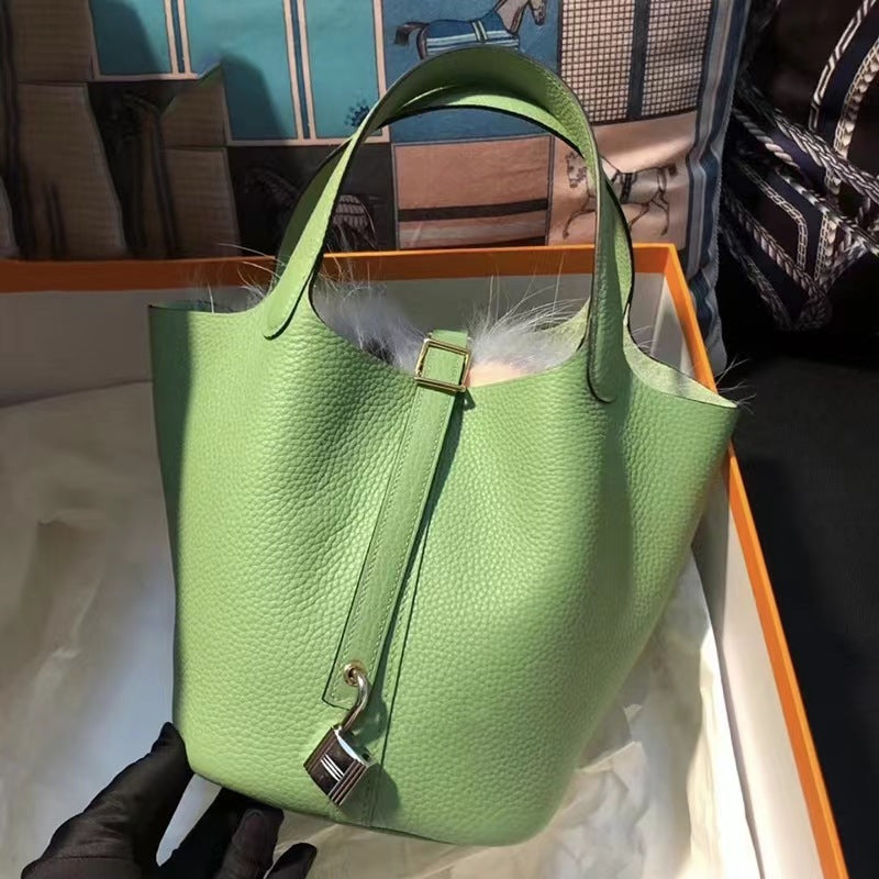 Women's Home Vegetable Basket Hand First Layer Cowhide Bags