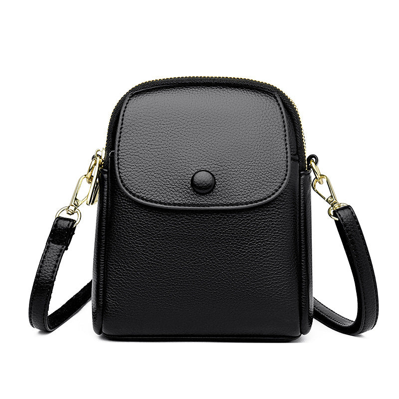 Women's Mobile Fashion Simple Soft Lychee Leather Pattern Women's Shoulder Bag