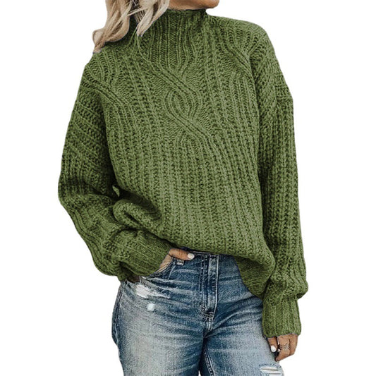 Women's Turtleneck Twist Knitted Pullover Shirt Sweaters