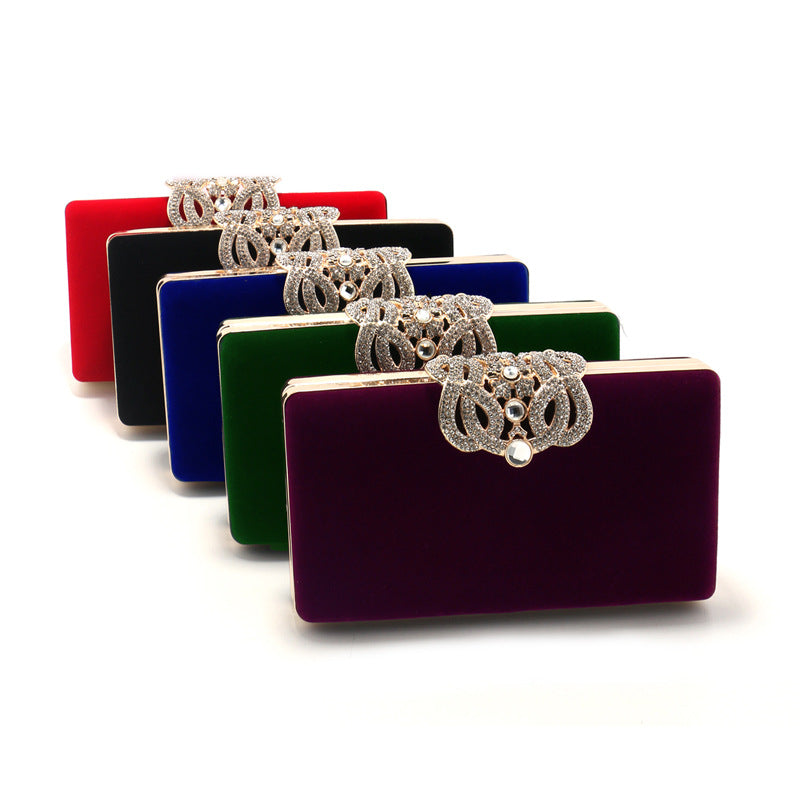 Women's Diamond Inlaid Crown Dinner Banquet Clutch Evening Bags