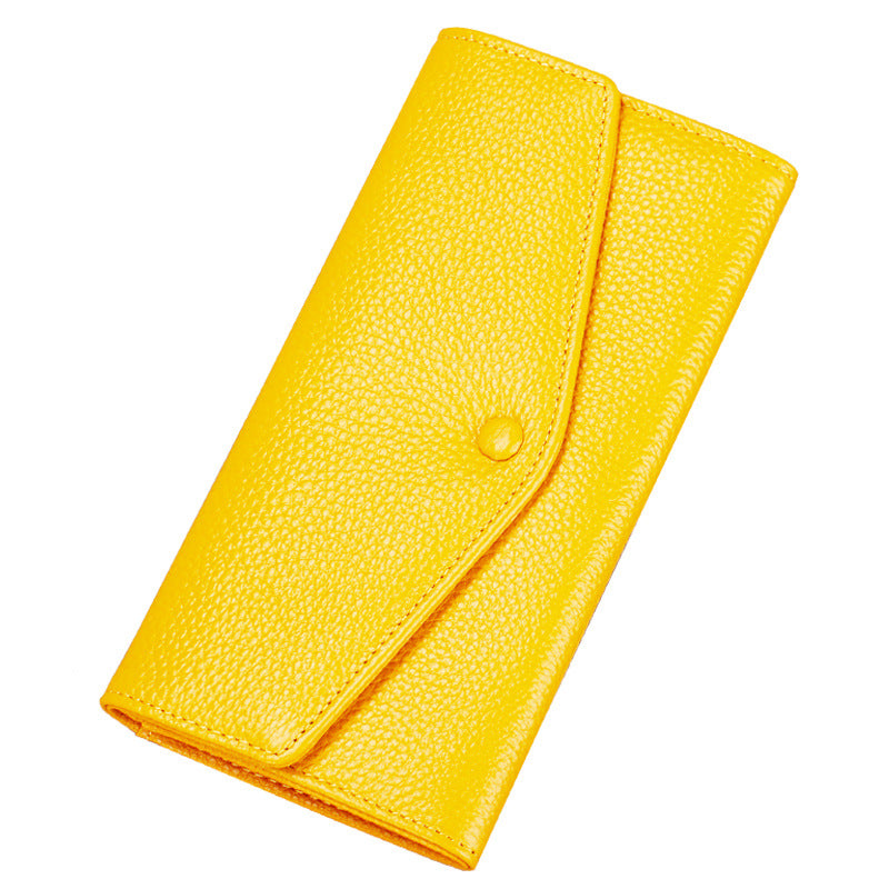 Women's Yellow Mid-length 2 Fold Envelope Multi Slots Classic Ladies Wallet
