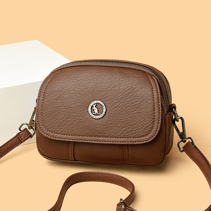 Soft Leather Round Chinese Style Kangaroo Retro Bags