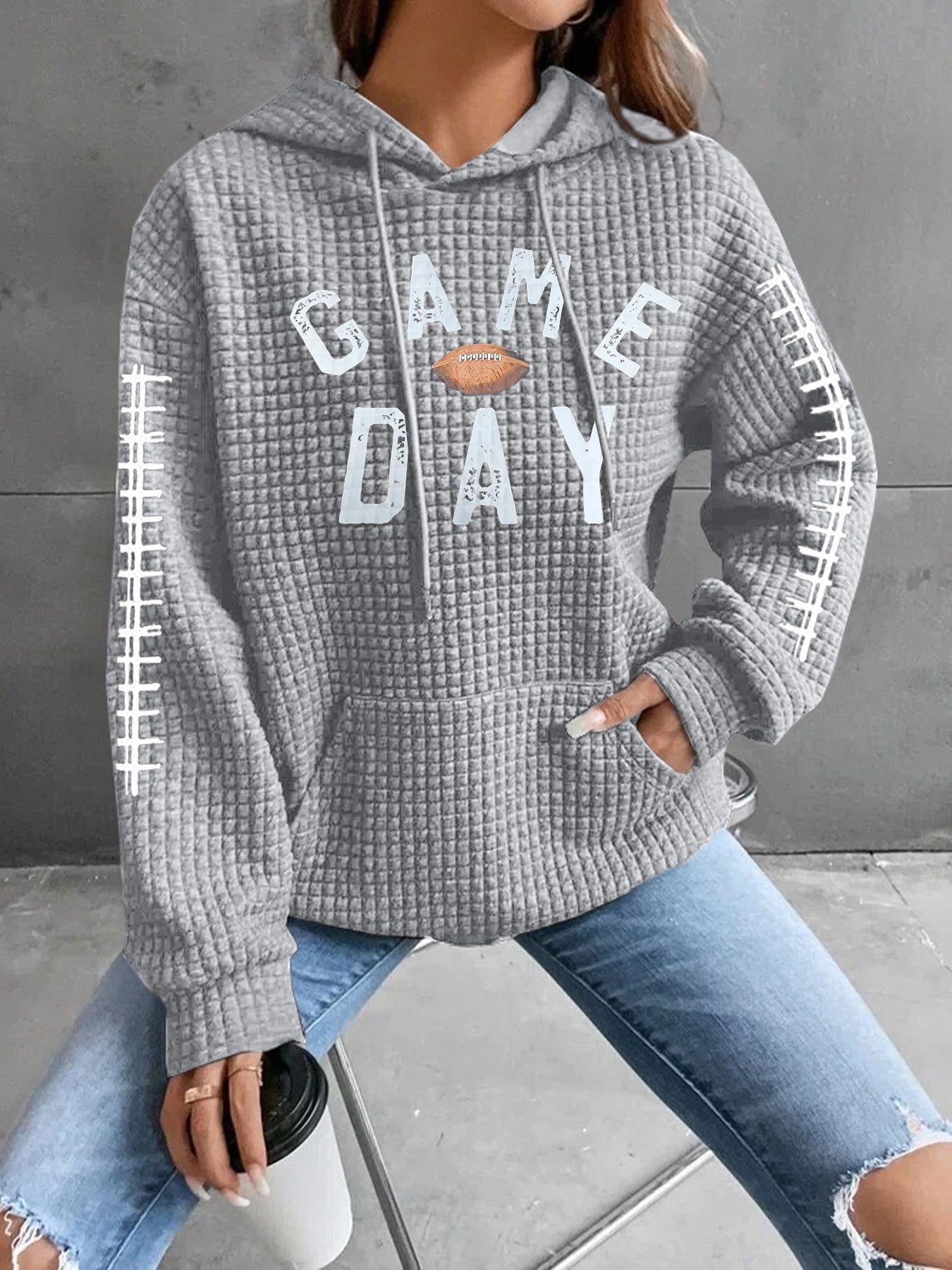 Women's Waffle Round Neck Long-sleeved Solid Color Sweaters
