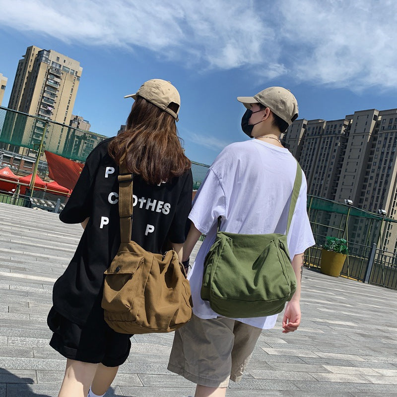 Style Canvas Korean Literary Male Solid Women's Messenger Bag