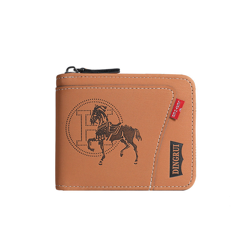 Men's Chain Retro Style Horizontal Zipper Fashion Short Men's Wallet