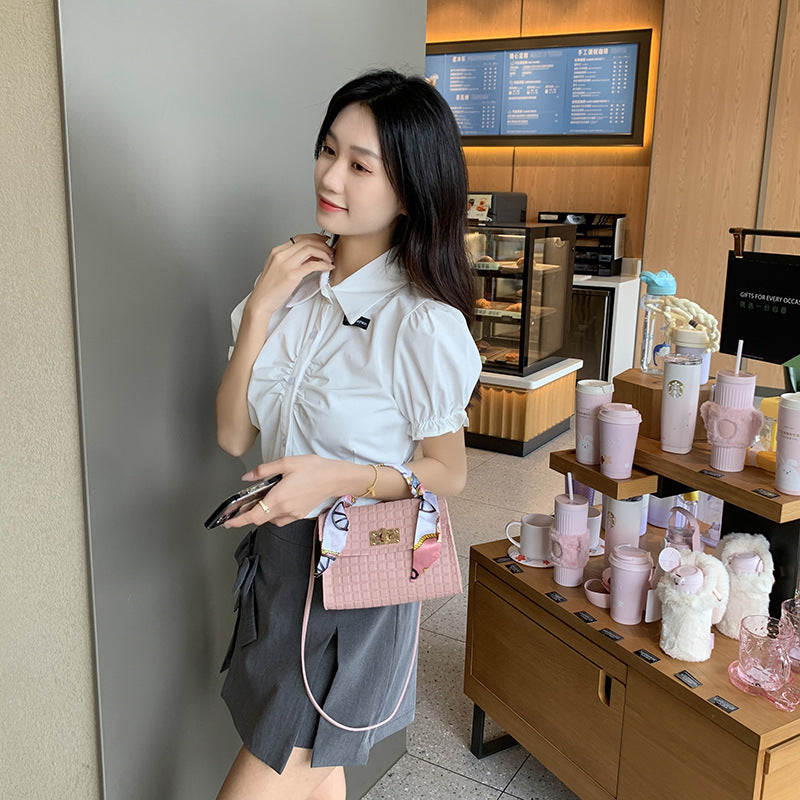 Plaid Embossed Silk Scarf Fashion Pouches Shoulder Bags