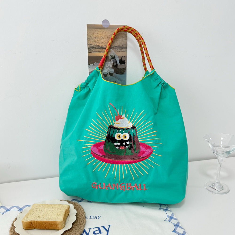 Women's Underarm Shopping Exquisite Embroidered Waterproof Nylon Women's Handbag