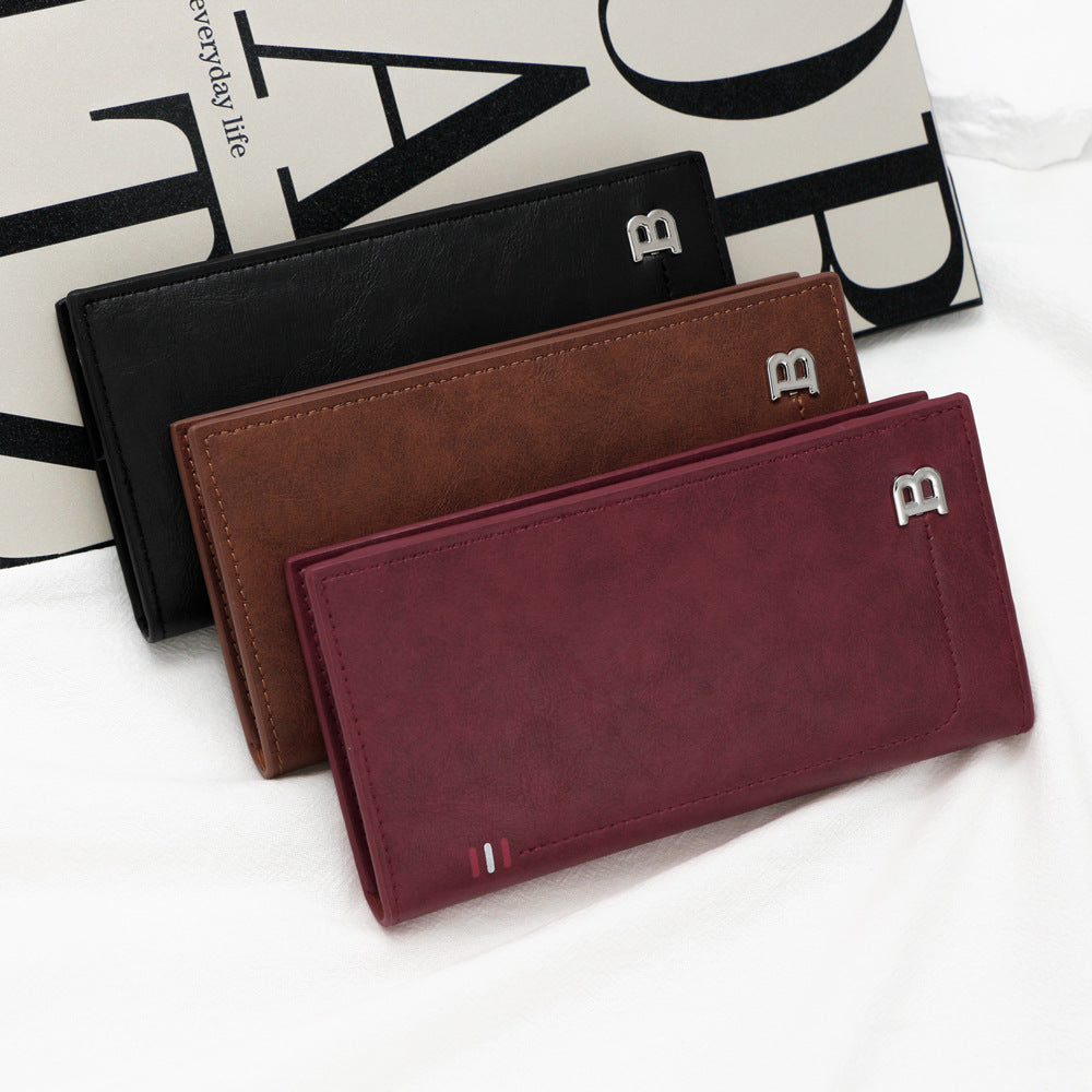 Women's Retro Long Suit Solid Color Clutch Large Coin Purses