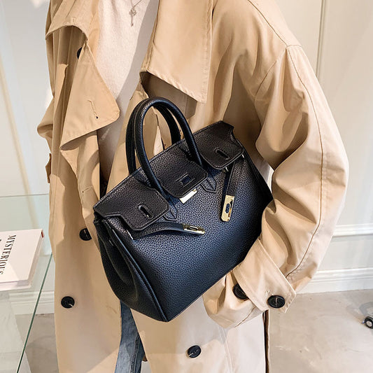 Women's Advanced Texture Lychee Pattern Fashion Large Shoulder Bags