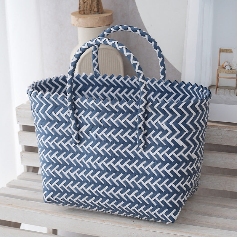 Women's Portable Vegetable Basket Woven Large Capacity Beach Tote Bags