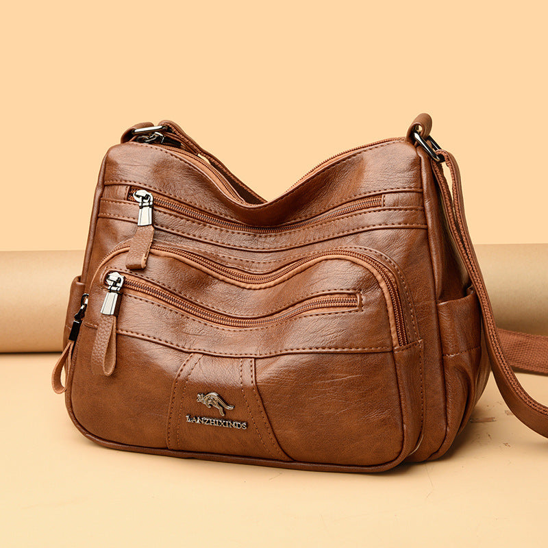 Women's Kangaroo Mom Style Soft Leather Large Capacity Crossbody Bags