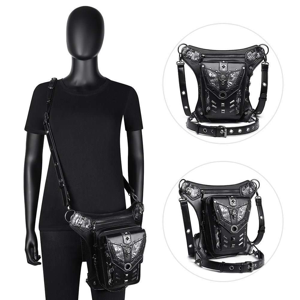 Women's & Men's Punk Style Chain Skull Motorcycle Women's Messenger Bag