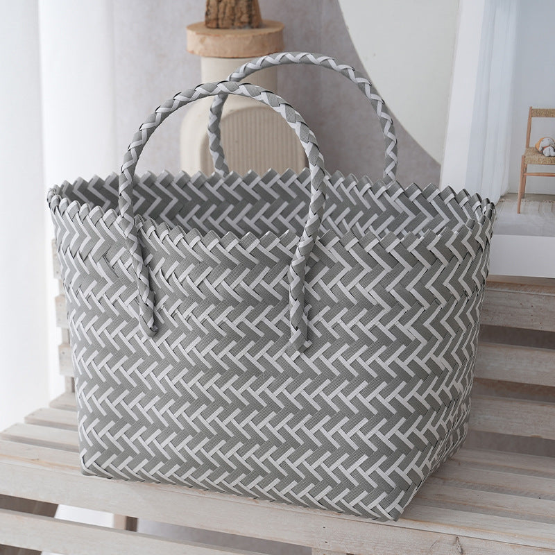 Women's Portable Vegetable Basket Woven Large Capacity Beach Tote Bags