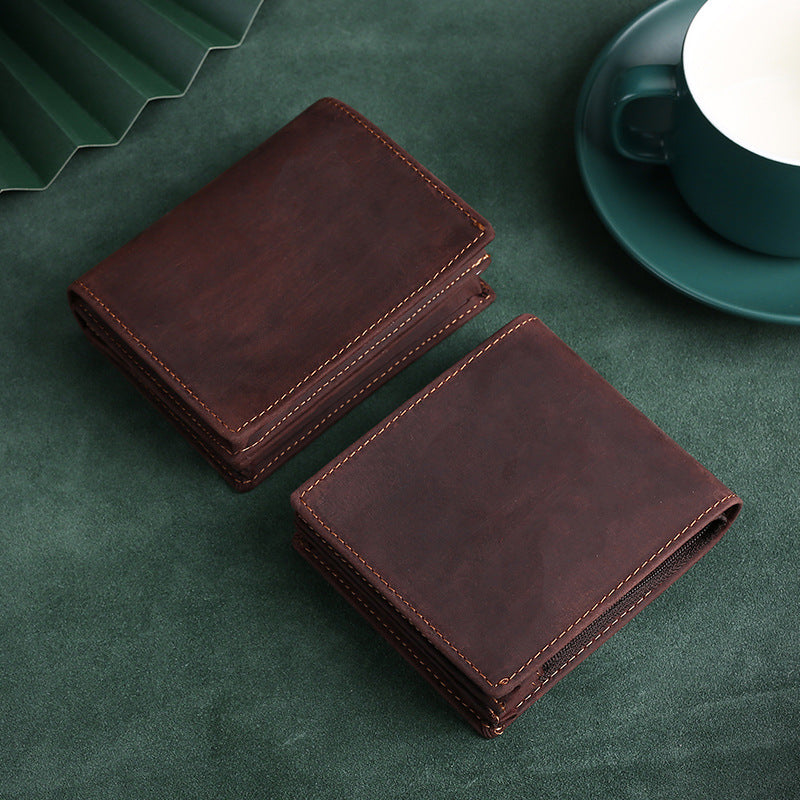 Men's Leather Retro Crazy Horse Minimalist Business Ladies Wallets