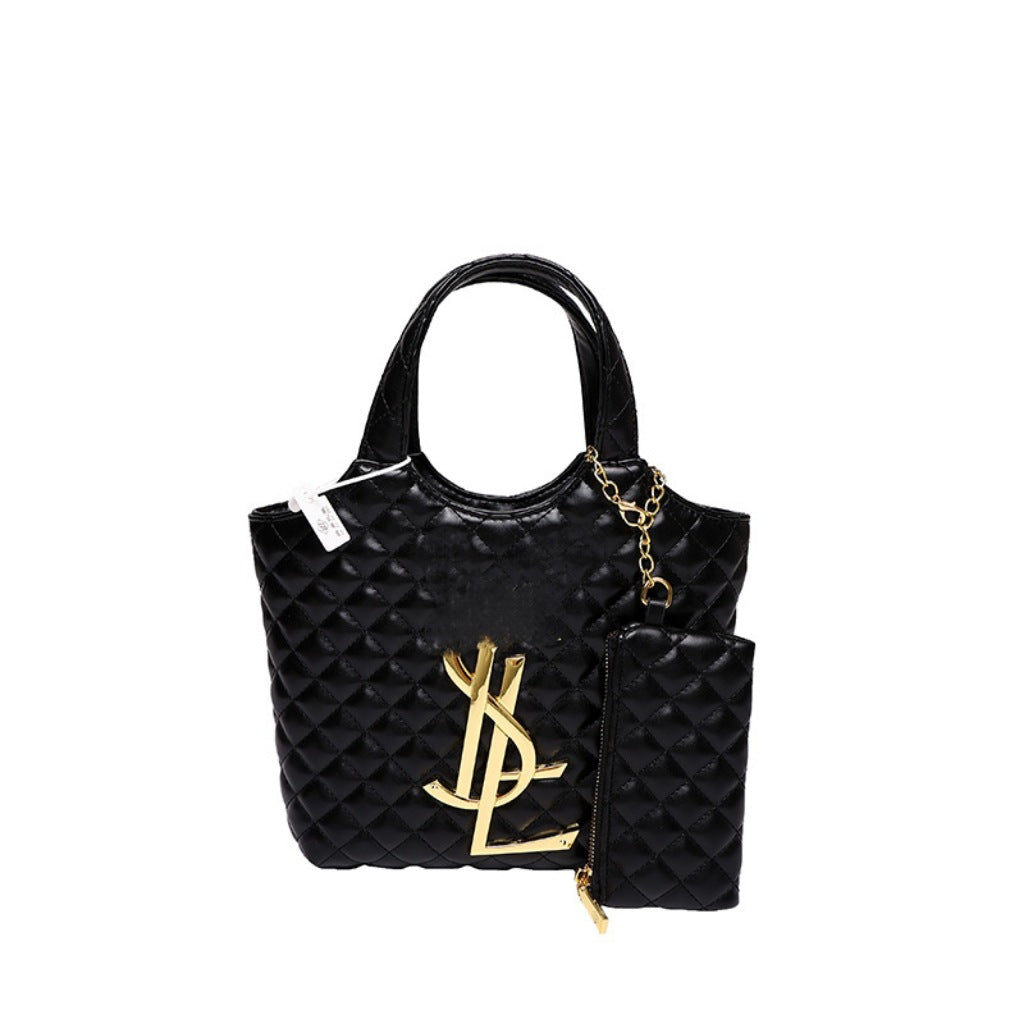 Women's Rhombus Large Capacity Shopping High-grade Black Tote Bags
