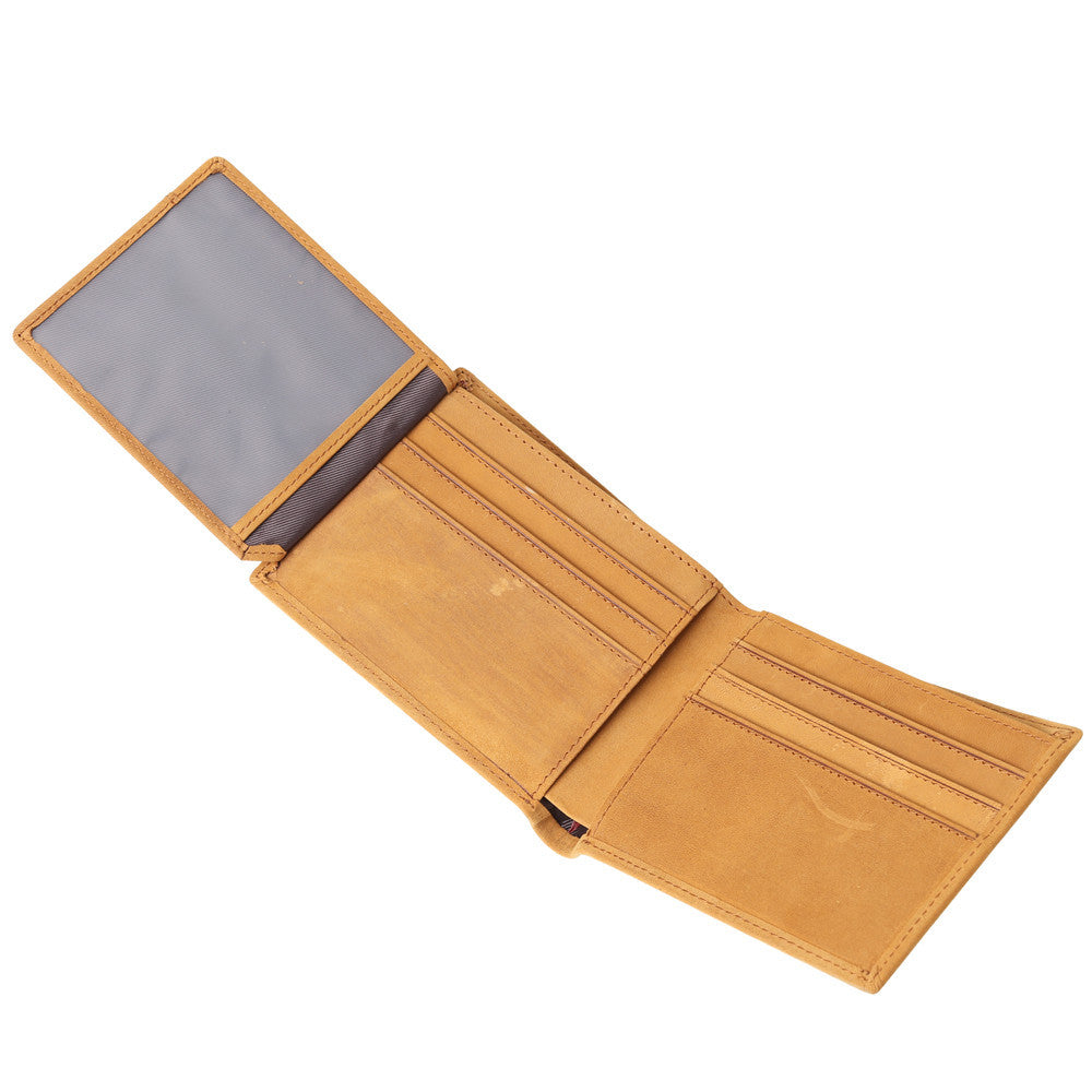 Men's Retro Crazy Horse Leather Genuine Laser Men's Wallets