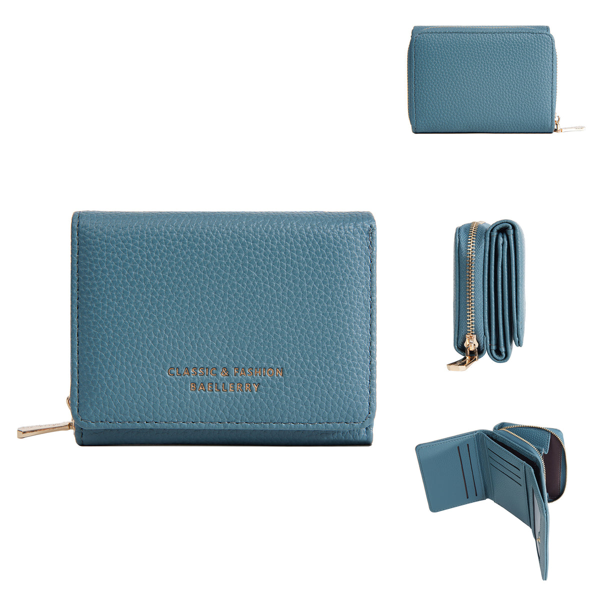 Women's Short Female Zipper Lychee Pattern Mini Coin Purses