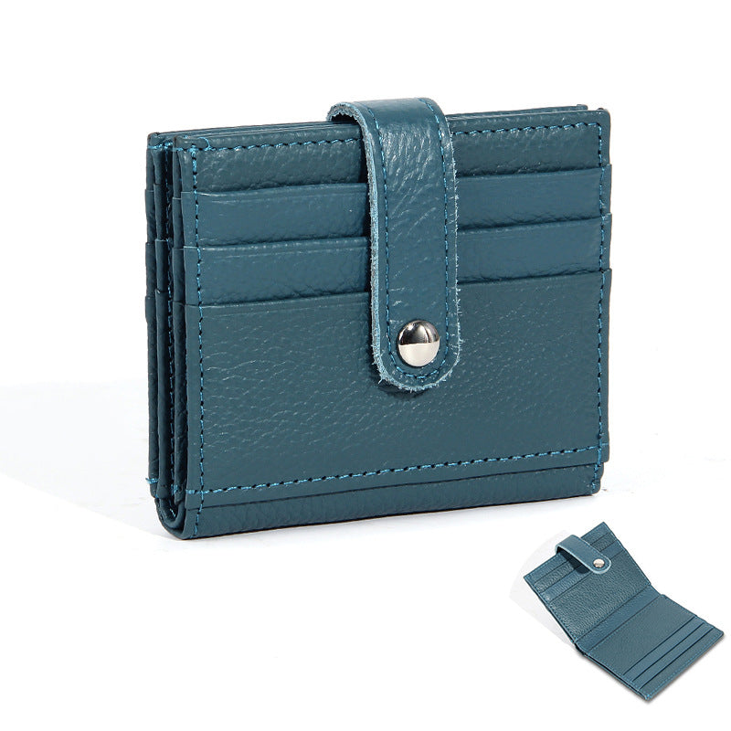 Women's First Layer Cowhide Korean Simple Short Two Ladies Wallet