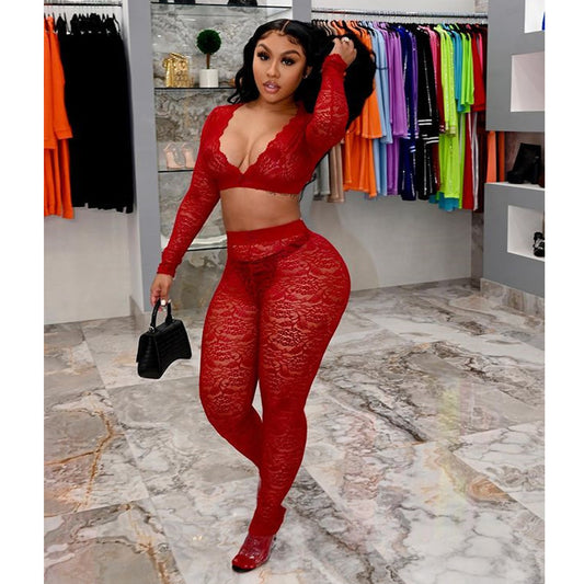 Women's Creative Slouchy Sexy Lace Two-piece Suits