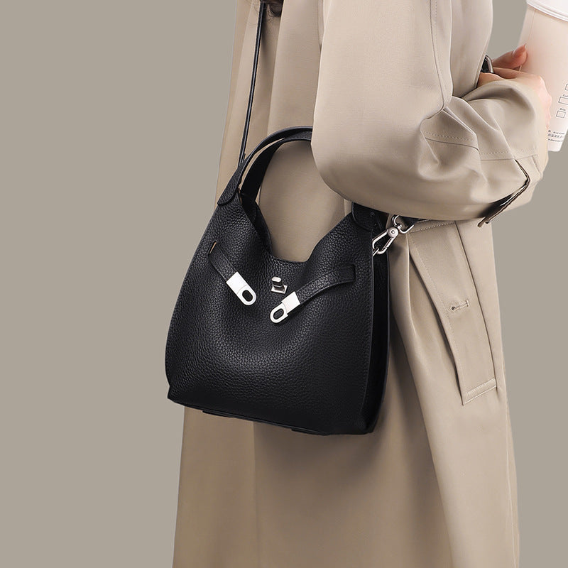 Women's Genuine Leather Portable Vegetable Basket High-grade Bags