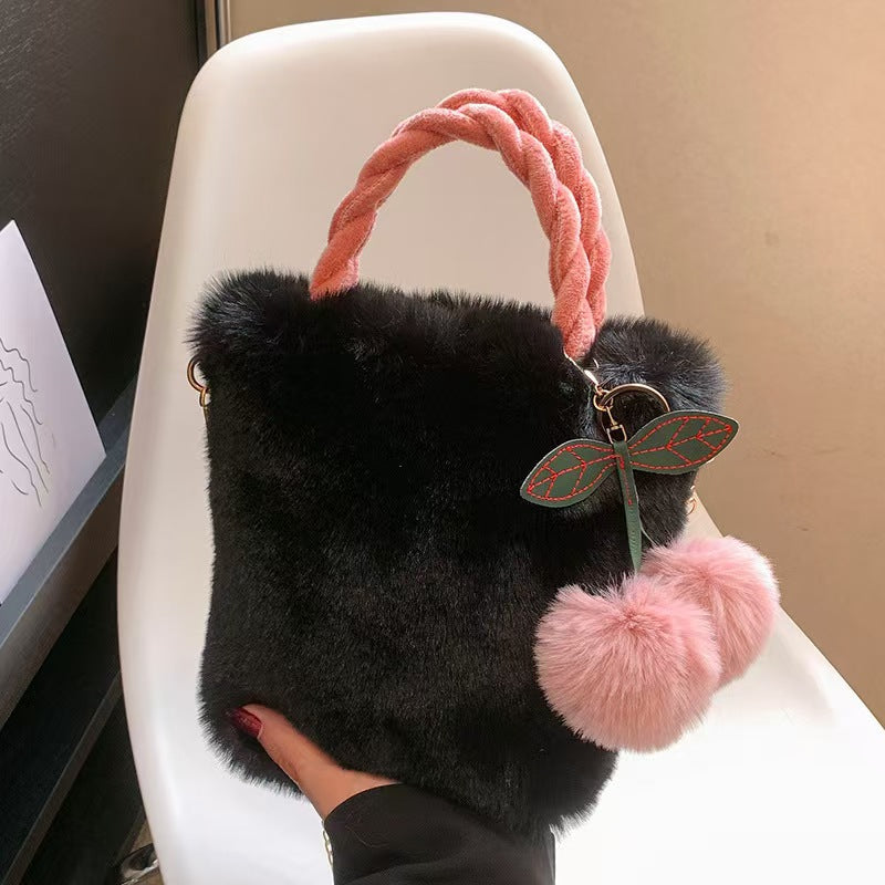 Chain Design Cherry Plush Gentle Cute Women's Messenger Bag