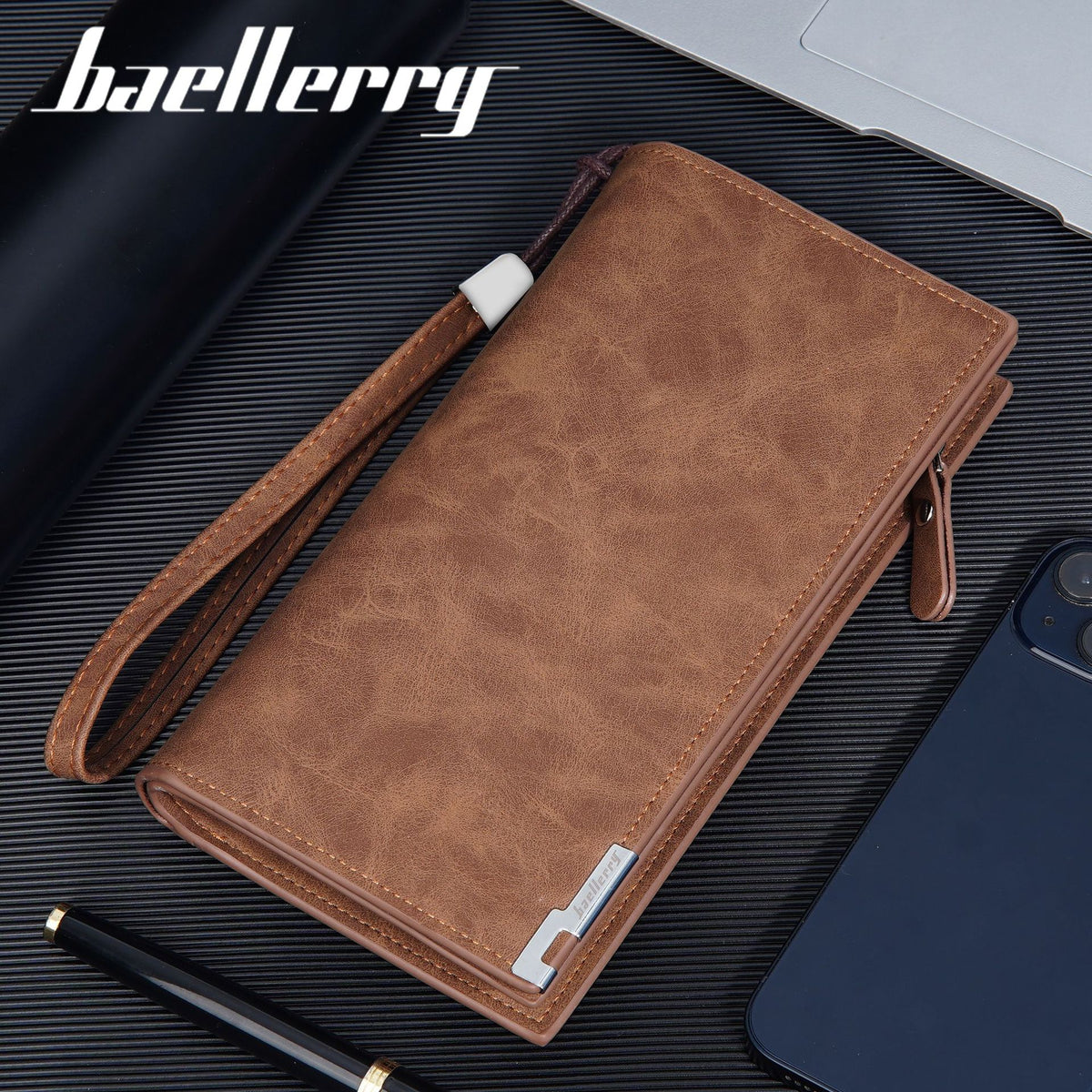 Men's Retro Long Integrated High-grade Leather Handbags