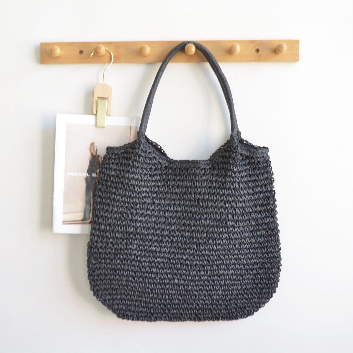 Capacity Straw Simple Style Commuter Hand Women's Shoulder Bag