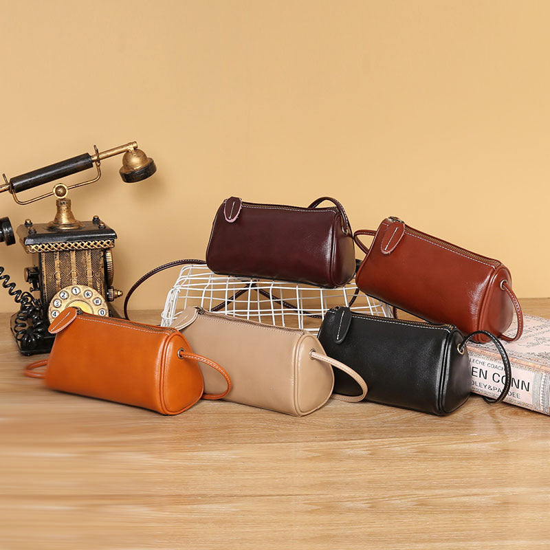 Women's Autumn Lightweight Slung Vegetable Tanning Soft Cowhide Bags