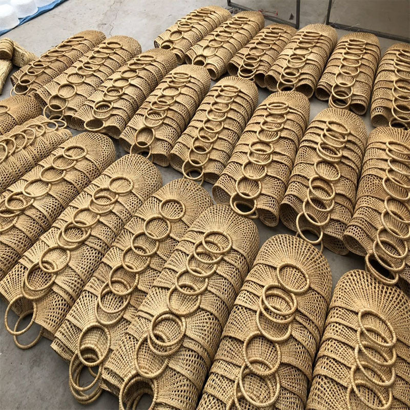 Women's Handmade Yellow Grass Hollow Semicircle Woven Handbags