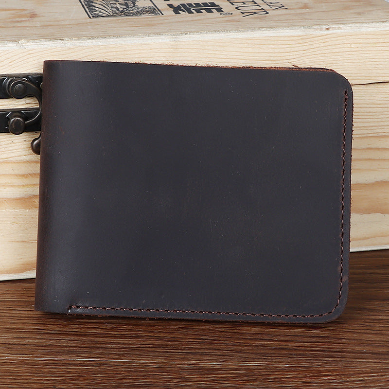 Men's Crazy Horse Leather Horizontal Genuine Simple Full Top Layer Purses