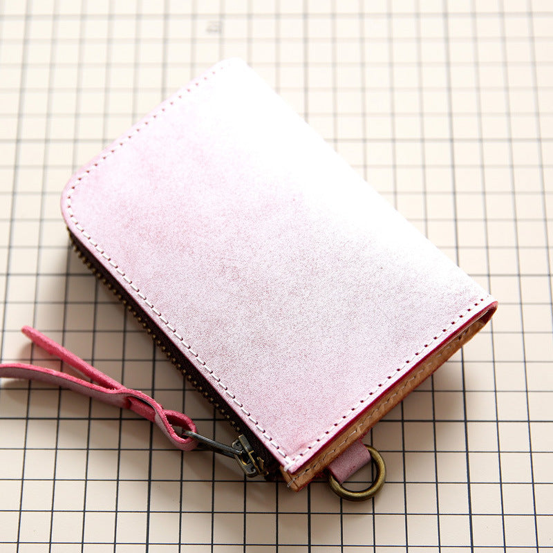 Men's Tanned Leather Cowhide Genuine Short Zipper Men's Wallets