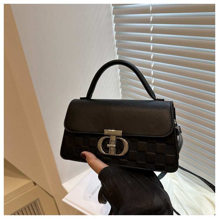 Textured Solid Color Retro Lady Temperament Commuter Women's Shoulder Bag