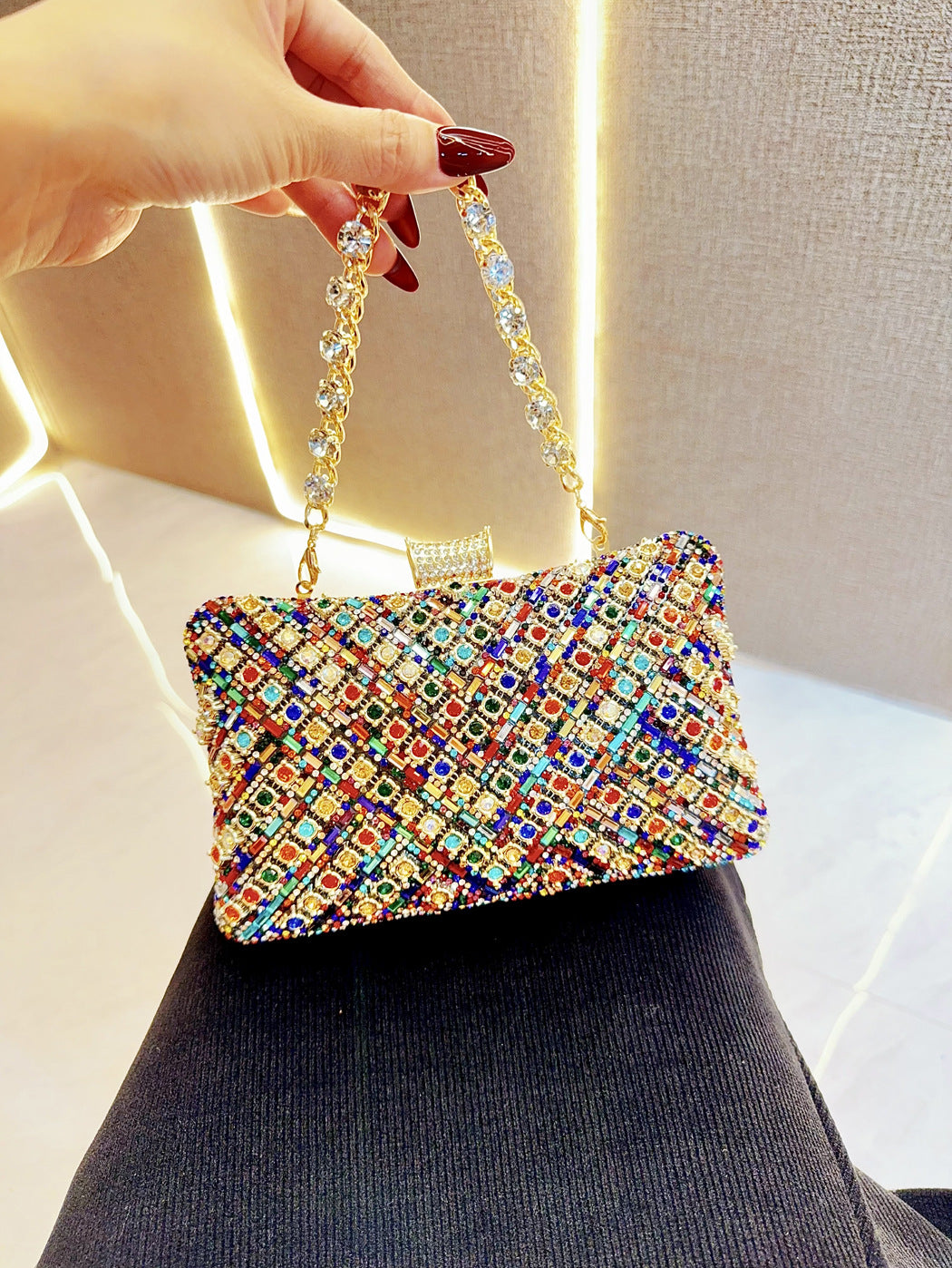 Women's Dress Rhinestone Clutch Diamond Colorful Crystals Evening Bags