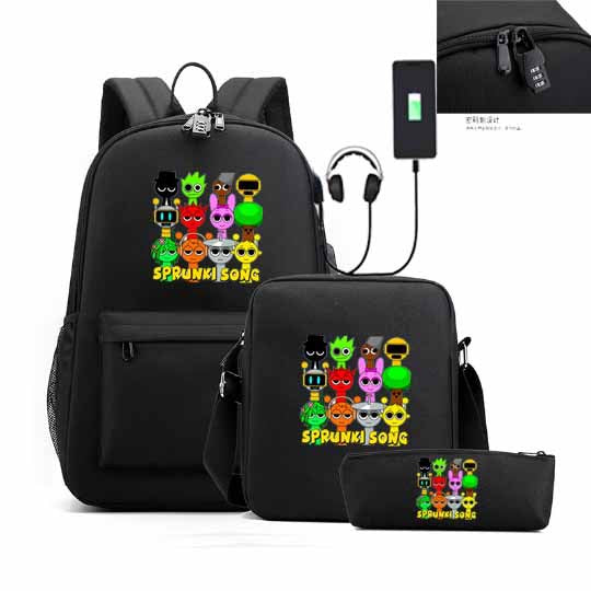 Rhythm Box Cartoon Rechargeable Pencil Three-piece Bags